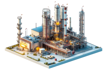 Oil refinery isolated on transparent background