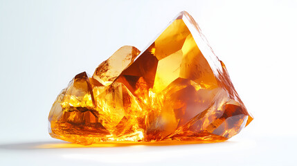 An amber crystal isolated on a white background. generative ai. Amber. Illustration