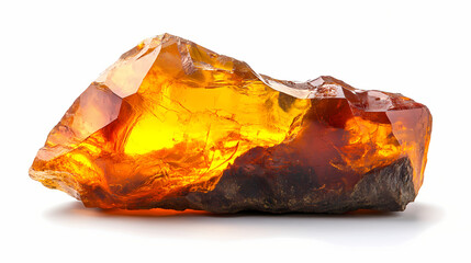 Beautiful amber fossilized tree resin isolated on white background. generated ai illustration. mineralogy gems gemstones concept. Amber. Illustration