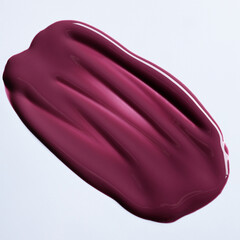 A burgundy maroon shade of lipgloss, lipstick smear, cosmetics beauty product texture, liquid blush, lipgloss swatch
