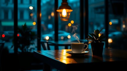 a late night coffee in a cafe