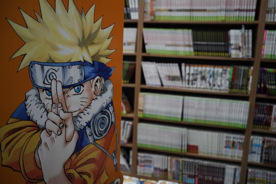 paris, france , 10 10 2024 :trendy and popular manga book collection on display, Naruto