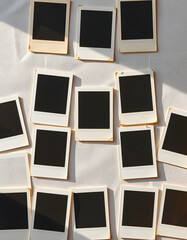 collection of vintage polaroid photo frames on transparent background, Dreamy, with white tones
