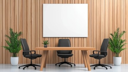 Modern Roll-Up Banner Mockup in High-Tech Office with Clean Background and Copy Space for Text. 3D rendering