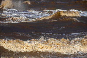 Large waves caused by stormy weather