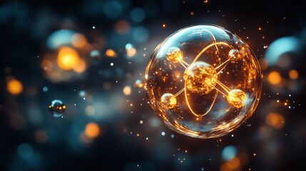 Abstract glowing sphere with intricate details and cosmic lights