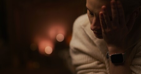 Portrait of a Totally Broken Woman with Depression at Night