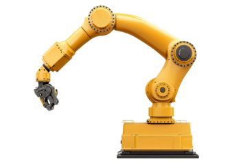 Industrial robot arm isolated on transparent background