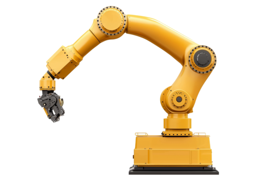 Industrial robot arm isolated on transparent background - Powered by Adobe