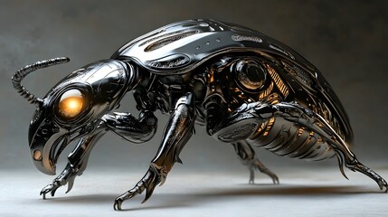 40 With glowing eyes and intricate metallic details, this beetle has a futuristic aesthetic