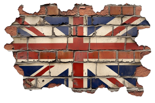 England flag brick wall sticker isolated on transparent background