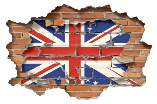 England flag brick wall sticker isolated on transparent background - Powered by Adobe