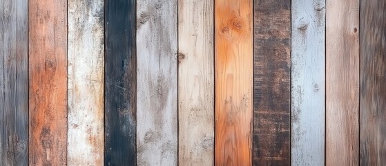 Rustic reclaimed wood background with weathered planks in varying shades of brown and gray, creating a vintage look.