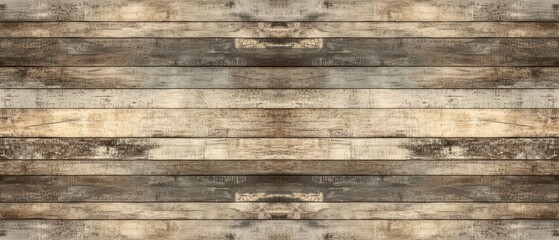 Fototapeta premium Rustic reclaimed wood background with weathered planks in varying shades of brown and gray, creating a vintage look.