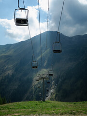 Piamprato chairlift, Valprato Soana, Gran Paradiso National Park with valley and mountain in the...