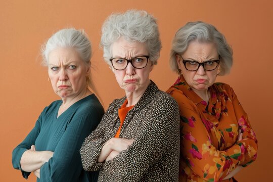 Very angry senior mature women. 