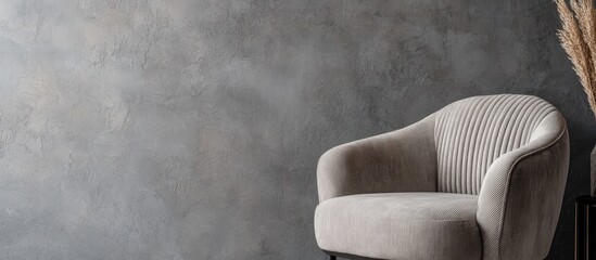 Cozy upholstered armchair against a textured grey wall creating a relaxing atmosphere for stylish interior design inspiration