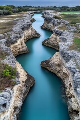 Mesmerizing Blue Tones at the Rocky Shore During Twilight