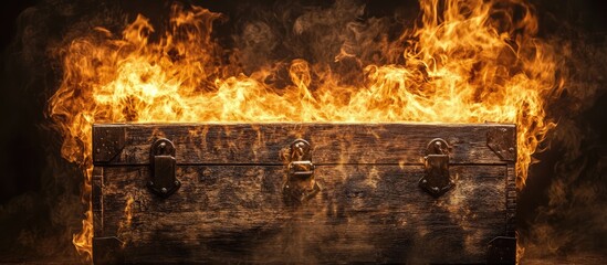 Rustic wooden trunk engulfed in flames inside a fireplace showcasing vibrant fire dynamics and warm atmospheric glow