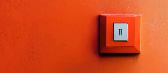 Modern electric light switch on a bold orange wall providing stylish accent for contemporary interior design aesthetics