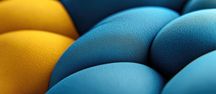 Colorful abstract pattern featuring blue and yellow rounded shapes resembling a modern furniture and home decor aesthetic.