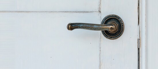 Sophisticated bronze door handle on a white door ideal for interior design aesthetics and inspiration in home decor concepts