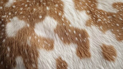 Fallow deer fur texture with distinct spots showcasing natural patterns and detail in warm tones of brown and cream.