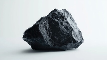 Obraz premium Natural coal carbon nugget with textured surface isolated on clean white background for geology or energy resource concepts