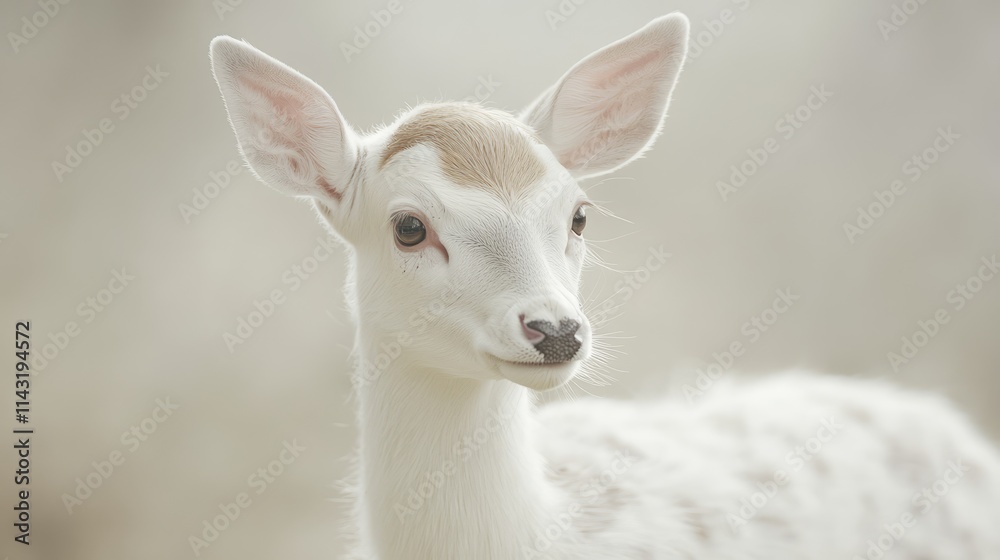 Poster white-furred fallow deer dama dama portrait in serene natural setting capturing the essence of tranq