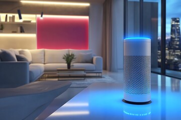Smart Home Technology: Voice Assistant in Modern Living Room