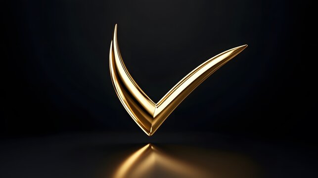  Golden check mark symbolizing confirmation or correctness in a polished design