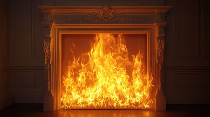 Illusionary flames in an elegant fireplace enhancing cozy home ambience with stylish interior design elements