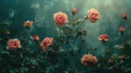 Faded withered roses symbolizing the passage of time and the beauty of aging in a serene botanical setting