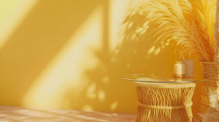 Fototapeta premium Sunny Yellow Room 3D Render Illustration