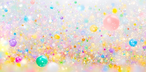 Capsules and tablets of various hues drifting against a dynamic and colorful scene