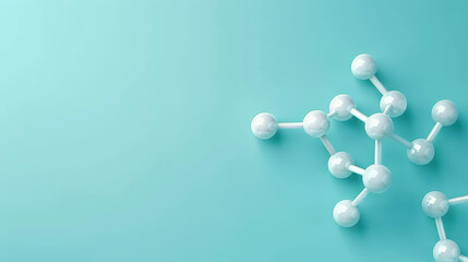 A striking abstract image featuring a dynamic molecule structure set against a vivid blue background.