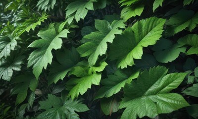 Vibrant green foliage, textured leaf background, jungle, leafy, plant