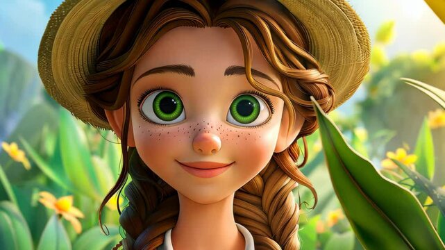 Meet Lina, a yearold with long braided brown hair and sparkling emerald green eyes, always ready for adventure.