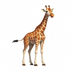 Obraz premium Clipart über schöne Giraffe, isoliert auf weißem Hintergrund, Generative KI