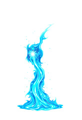 Fototapeta premium magical energy effects, blue light wizard spell, on a white background. rotation of magical energy, doodle art