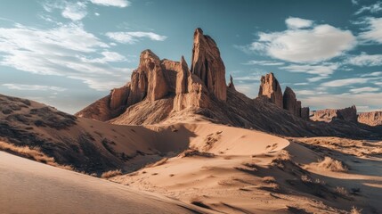 Fototapeta premium Majestic Desert Rock Formations Under a Vast Sky