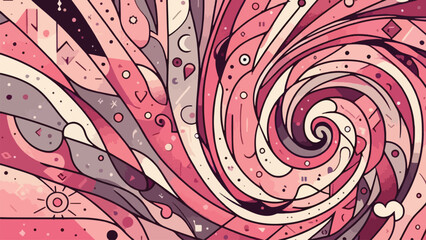flat style, abstract illustration with variations of pink with love symbols in it, as a symbol of Valentine's Day celebration
