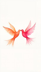 Obraz premium Two colorful birds kissing in flight, symbolizing love