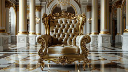 Luxurious Palace Interior with Ornate Furniture and Chandeliers