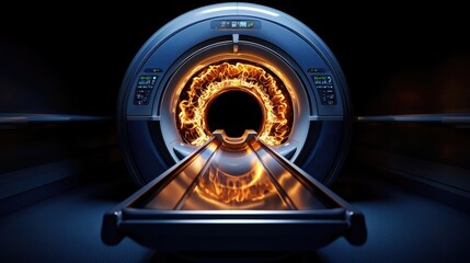 Innovative mri scanning process medical facility technology showcase dark environment close-up view healthcare concept