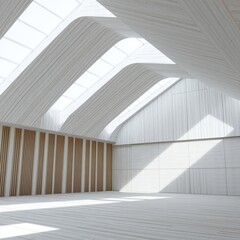 Obraz premium White empty padded room wood concrete design wood design concrete architecture wall floor modern