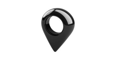 Black location pin, transparent background