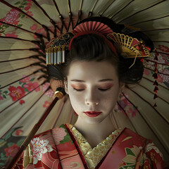 portrait of a girl gisha  in a kimono