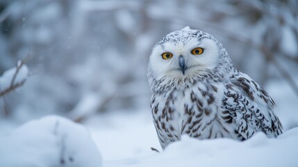 snowy owl in snow