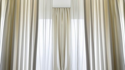 Obraz premium Elegant off white curtains drape over a window